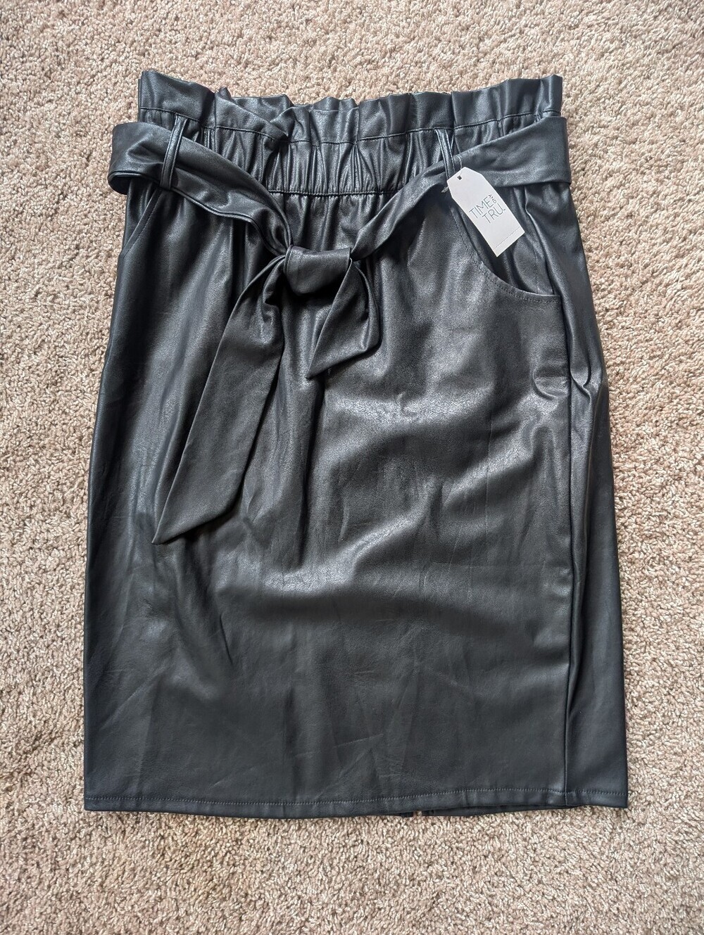 Time And Tru Faux Leather Paper bag  Waist Skirt Women's Medium